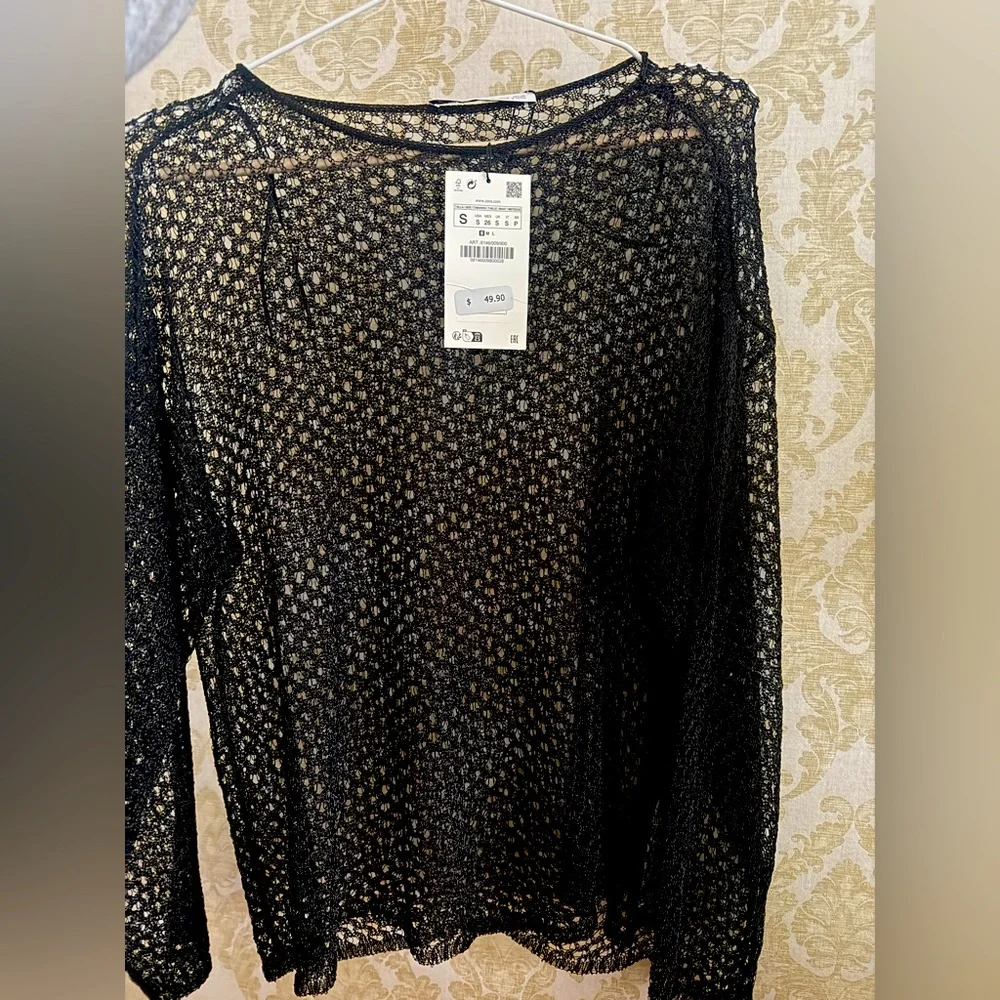 ZARA SEMI-SHEER KNIT SWEATER